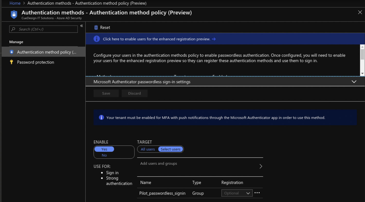 Azure Active Directory authentication method policy