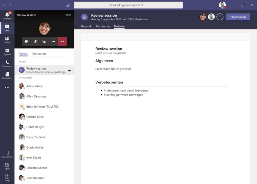 Vergaderen met notulen in Microsoft Teams